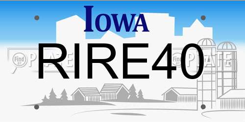 RIRE40 Iowa License Plate