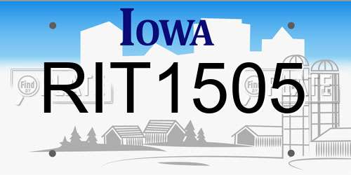 RIT1505 Iowa License Plate
