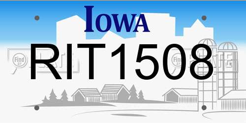 RIT1508 Iowa License Plate