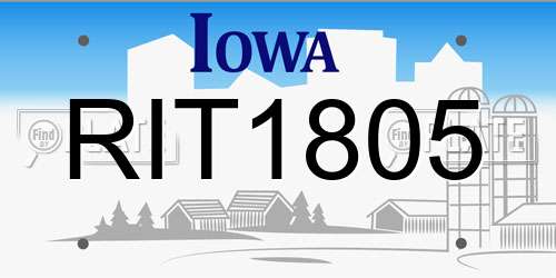 RIT1805 Iowa License Plate