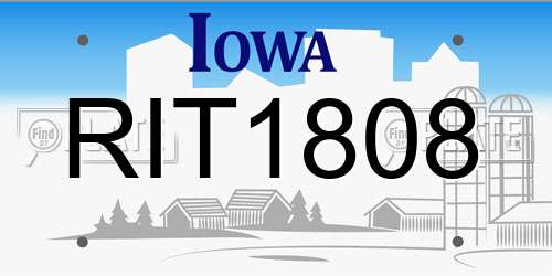 RIT1808 Iowa License Plate