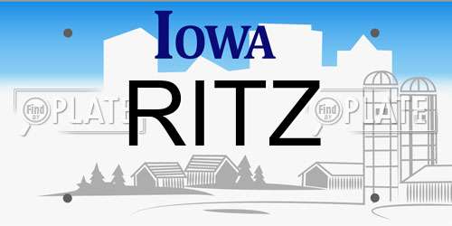 RITZ Iowa License Plate