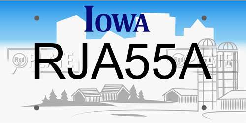 RJA55A Iowa License Plate