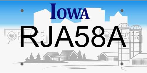 RJA58A Iowa License Plate