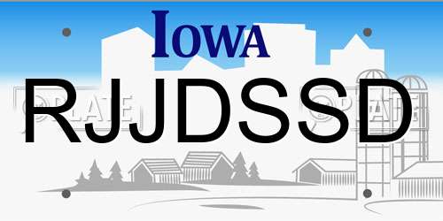 RJJDSSD Iowa License Plate