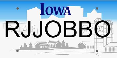 RJJOBBO Iowa License Plate