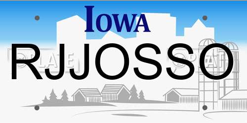 RJJOSSO Iowa License Plate