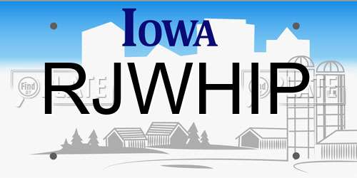 RJWHIP Iowa License Plate
