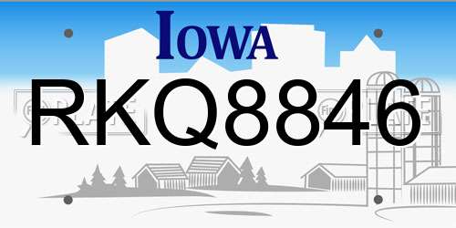RKQ8846 Iowa License Plate