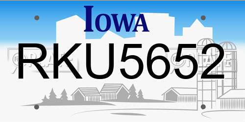 RKU5652 Iowa License Plate
