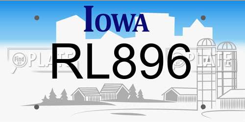 RL896 Iowa License Plate