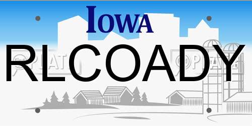 RLCOADY Iowa License Plate