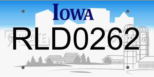 RLD0262 Iowa License Plate