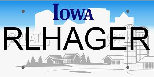 RLHAGER Iowa License Plate