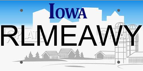 RLMEAWY Iowa License Plate