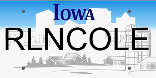 RLNCOLE Iowa License Plate