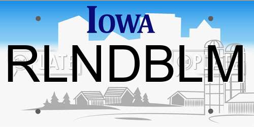 RLNDBLM Iowa License Plate
