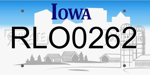 RLO0262 Iowa License Plate