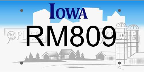 RM809 Iowa License Plate