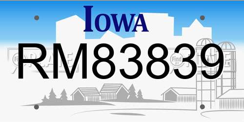 RM83839 Iowa License Plate