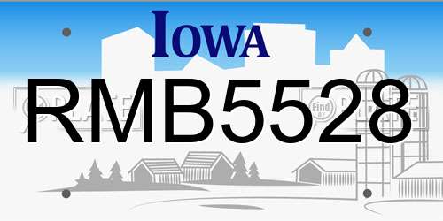 RMB5528 Iowa License Plate