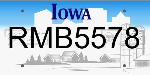 RMB5578 Iowa License Plate