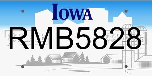 RMB5828 Iowa License Plate
