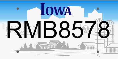 RMB8578 Iowa License Plate