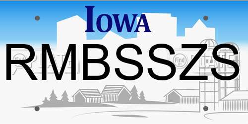 RMBSSZS Iowa License Plate