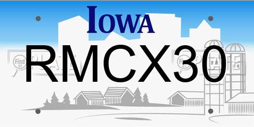 RMCX30 Iowa License Plate