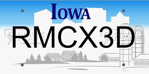 RMCX3D Iowa License Plate