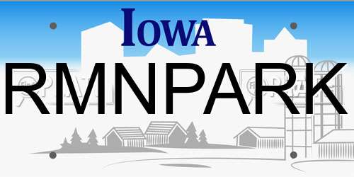 RMNPARK Iowa License Plate