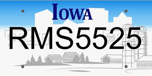 RMS5525 Iowa License Plate