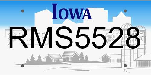 RMS5528 Iowa License Plate