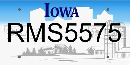 RMS5575 Iowa License Plate