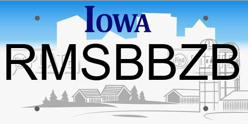 RMSBBZB Iowa License Plate