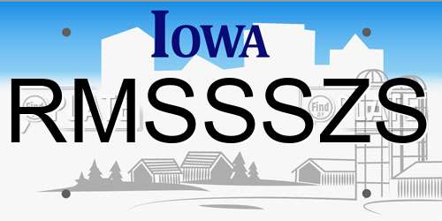 RMSSSZS Iowa License Plate
