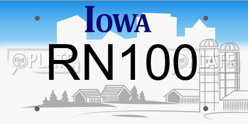 RN100 Iowa License Plate