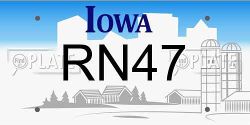 RN47 Iowa License Plate