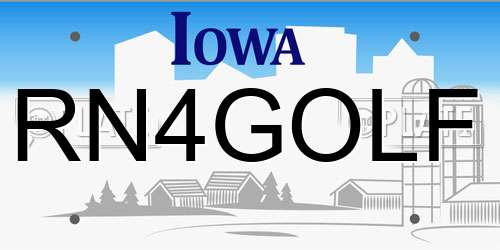 RN4GOLF Iowa License Plate