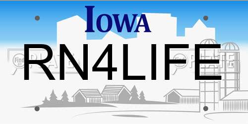 RN4LIFE Iowa License Plate