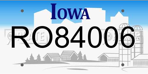 RO84006 Iowa License Plate