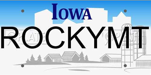 ROCKYMT Iowa License Plate