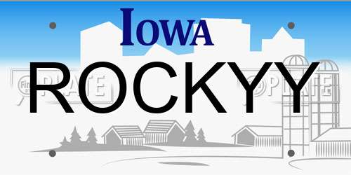 ROCKYY Iowa License Plate