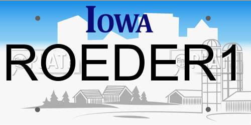 ROEDER1 Iowa License Plate