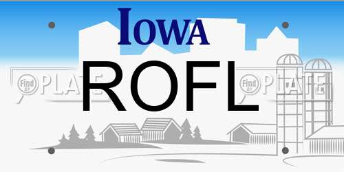ROFL Iowa License Plate