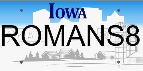 ROMANS8 Iowa License Plate