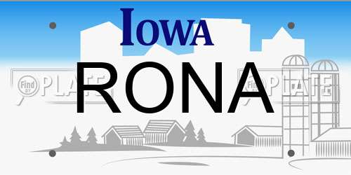 RONA Iowa License Plate