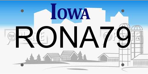 RONA79 Iowa License Plate