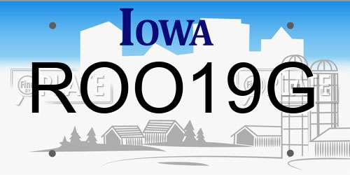 ROO19G Iowa License Plate